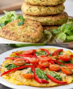 Veggie burgers and cauliflower crust pizza